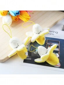 1入2.5英寸剝皮香蕉毛絨玩具掛飾 - 黃色 - 查看 3