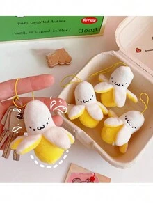 1入2.5英寸剝皮香蕉毛絨玩具掛飾 - 黃色 - 查看 4