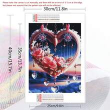 1入組完整圓形diy鑽石畫,心形海邊家居裝飾,鑽石馬賽克風景手工禮品牆藝術 - 彩色 - 查看 2