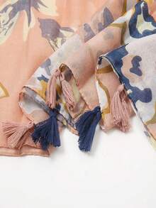 1條女士時尚印花圍巾,適用於休閒或沙灘穿著,適用於日常使用 - 彩色 - 查看 2