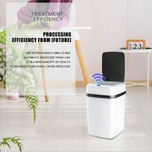 1pc White Intelligent Induction Plastic Kitchen & Bathroom Trash Bin Made Of Abs Material - White - View 2