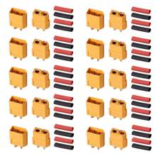 10對xt60 Xt-60插頭公母子彈連接器,附加熱縮管用於遙控鋰電池 - 橘色 - 查看 1