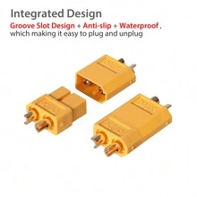 10對xt60 Xt-60插頭公母子彈連接器,附加熱縮管用於遙控鋰電池 - 橘色 - 查看 3