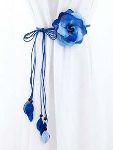 1pc Gradient Color Artificial Flower Curtain Tie, Boho Home Decor, Valentine's Bedroom Decoration, Curtain Decoration - Blue - View 1