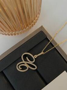 1 件時尚奢華字母項鍊,設計簡約,鎖鏈,適合女士派對、約會、旅行和日常佩戴 - 金色 - 查看 9