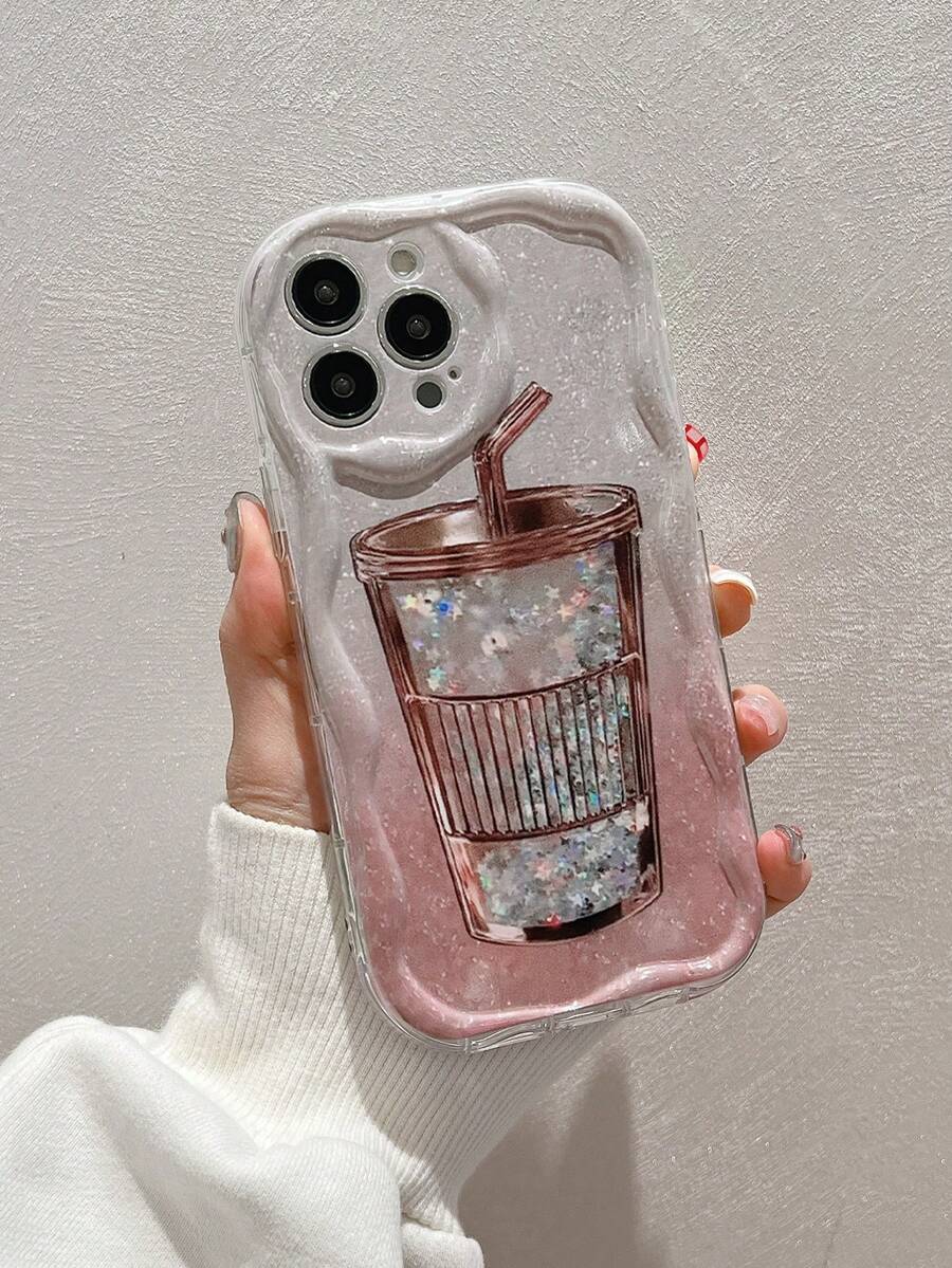 快沙杯設計,亮油霧霧邊氣墊防摔防震手機殼,適用於iphone 15 - 彩色 - 查看 1