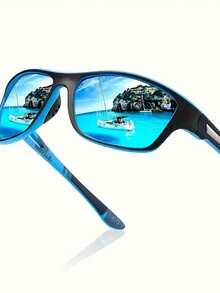 1pc New Sports Glasses Cycling Polarized Fashion Glasses, Driving Fashion Glasses, Running Fishing Golf Umbrella, Ideal Choice For Gift - Blue - View 9