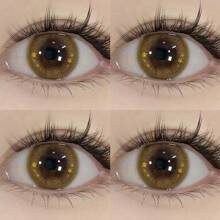 1 Pair/Year Colorful Contact Lenses, Decorative Cat Eye Style With Glitter & Gold Powder - Brown - View 2