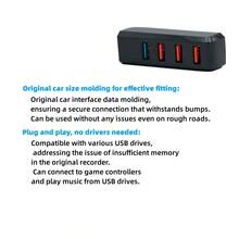 Model 3 Model Y 汽車手套箱 Usb 擴充座連接埠輸出插頭轉換器 - 黑色 - 查看 2