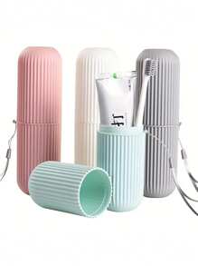 1pc Creative Travel Toothbrush Cup Set Portable Toothbrush Holder With Lid - Multicolor - View 1