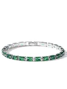 1入女士鋼琴手鍊,鑽石立體設計,情人節送女友的時尚禮物 - 綠色 - 查看 8