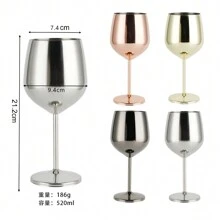 1pc Stainless Steel Red Wine Glass 520ml Electroplated Multicolor Goblet For Wine, Champagne, Burgundy - Silver - View 1