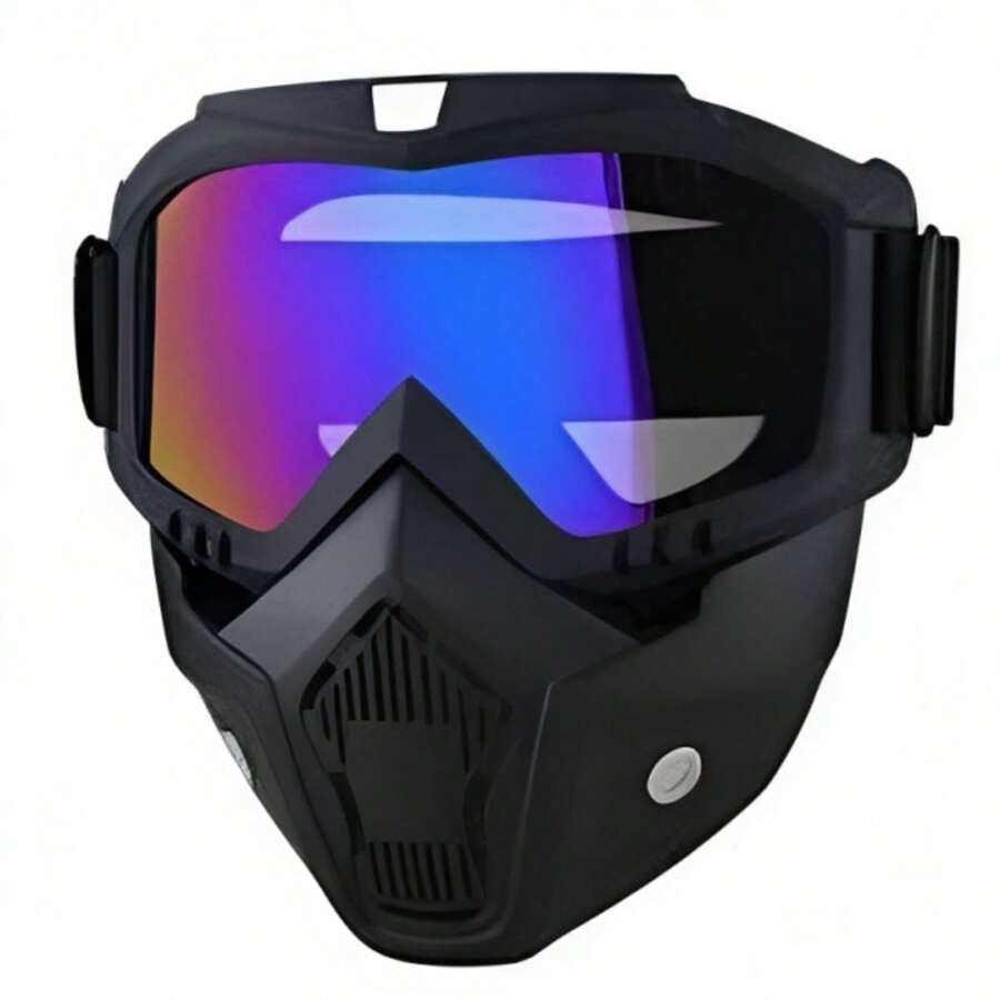 Mascara Careta Desmontable Para Casco Motociclista - Negro - Ver 1