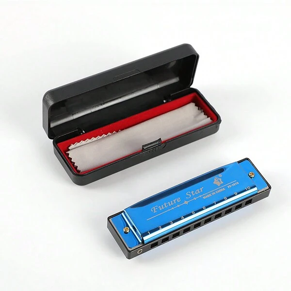 10 Holes Blues Harmonica In Plastic Box, Entry Level Mouth Organ For