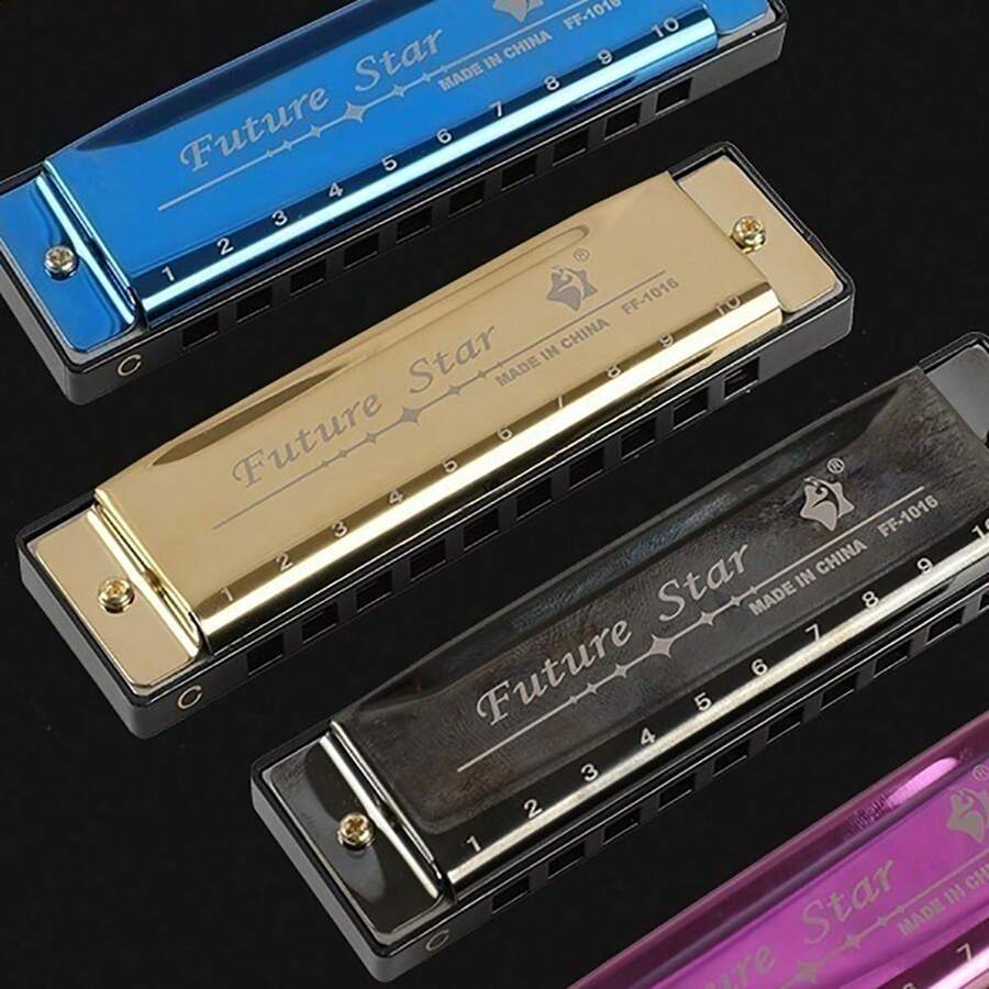 10 Holes Blues Harmonica In Plastic Box, Entry Level Mouth Organ For