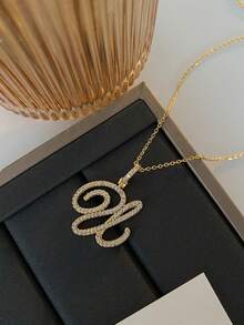 1 件時尚奢華字母項鍊,設計簡約,鎖鏈,適合女士派對、約會、旅行和日常佩戴 - 金色 - 查看 20