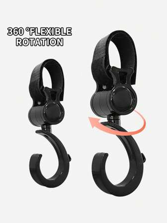 2pcs 360° Rotating Multi-Purpose Hook, Can Hang On Baby Carriage, Stroller, Bed, Etc.