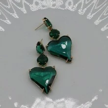 A Simple Yet Luxurious Fashionable Heart Shaped Pendant Earrings With Design - Royal Blue - View 6