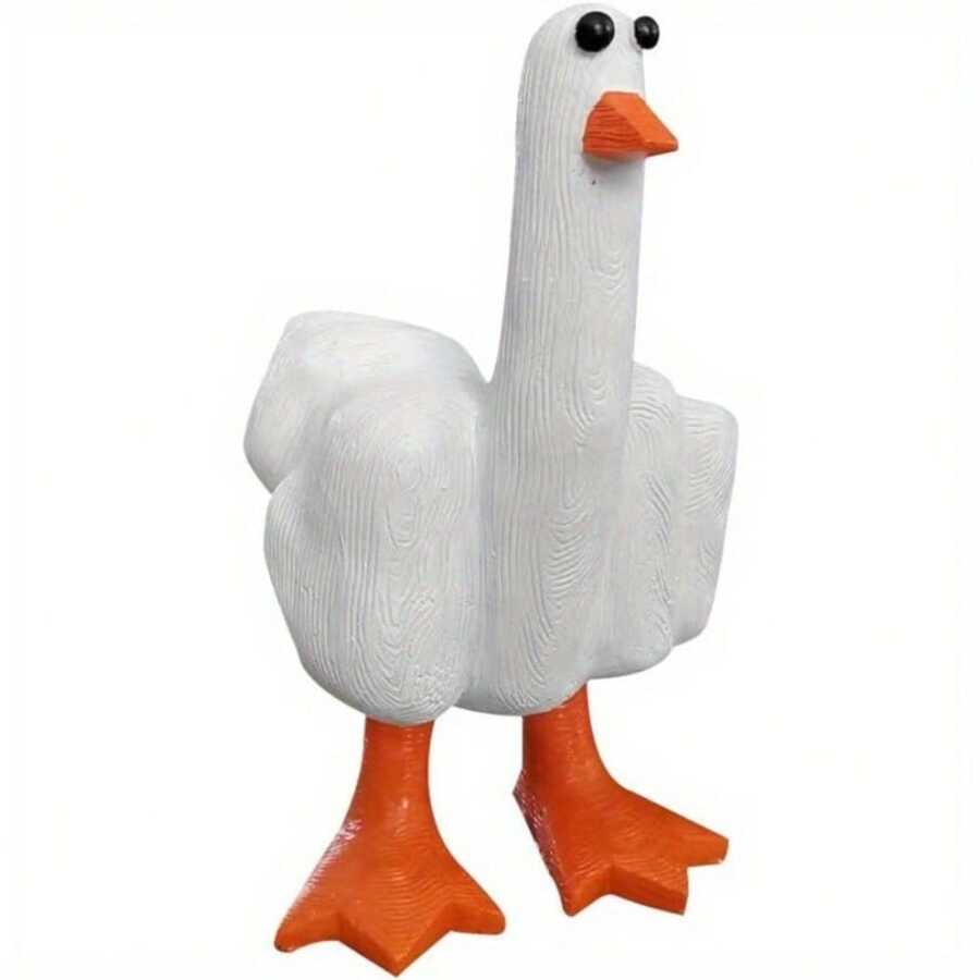 1 件中指鸭子装饰物，创意中指鸭子树脂雕像，鸭子雕塑，鸭子雕像，中指办公桌鸭子装饰，中指鸭子雕像家居装饰