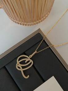 1 件時尚奢華字母項鍊,設計簡約,鎖鏈,適合女士派對、約會、旅行和日常佩戴 - 金色 - 查看 28