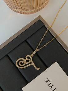1 件時尚奢華字母項鍊,設計簡約,鎖鏈,適合女士派對、約會、旅行和日常佩戴 - 金色 - 查看 16