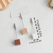 3pcs Creative Vintage Wooden Memo Clip Holder With Stand, Simple And Cute Card Place Clip For Notes, Cards, Photos And Messages Decoration - Multicolor - View 4