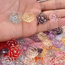 20pcs 17mm Acrylic Hot Stamping Rose DIY Jewelry Making Clothing Earrings Decoration