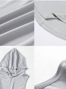 Men Solid Color Hooded Sports Top Gym Clothes Men - Black and White - View 4