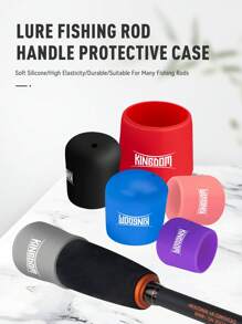 KINGDOM Fishing Gear Lure Accessories Silicone Fishing Rod Handle Cover, With Anti-Skid, Detachable, With Water Filtering Function - Black - View 2