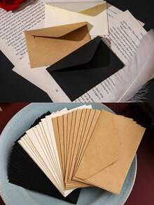 10pcs/Set Valentine'S Day Retro Style Mini Envelope, Love Letter Stationery, Handwritten Cards, Brown And White Handcrafted Envelope, Business Card Case, Gift Card Envelope. 4.13x2.76inch. - Multicolor - View 3