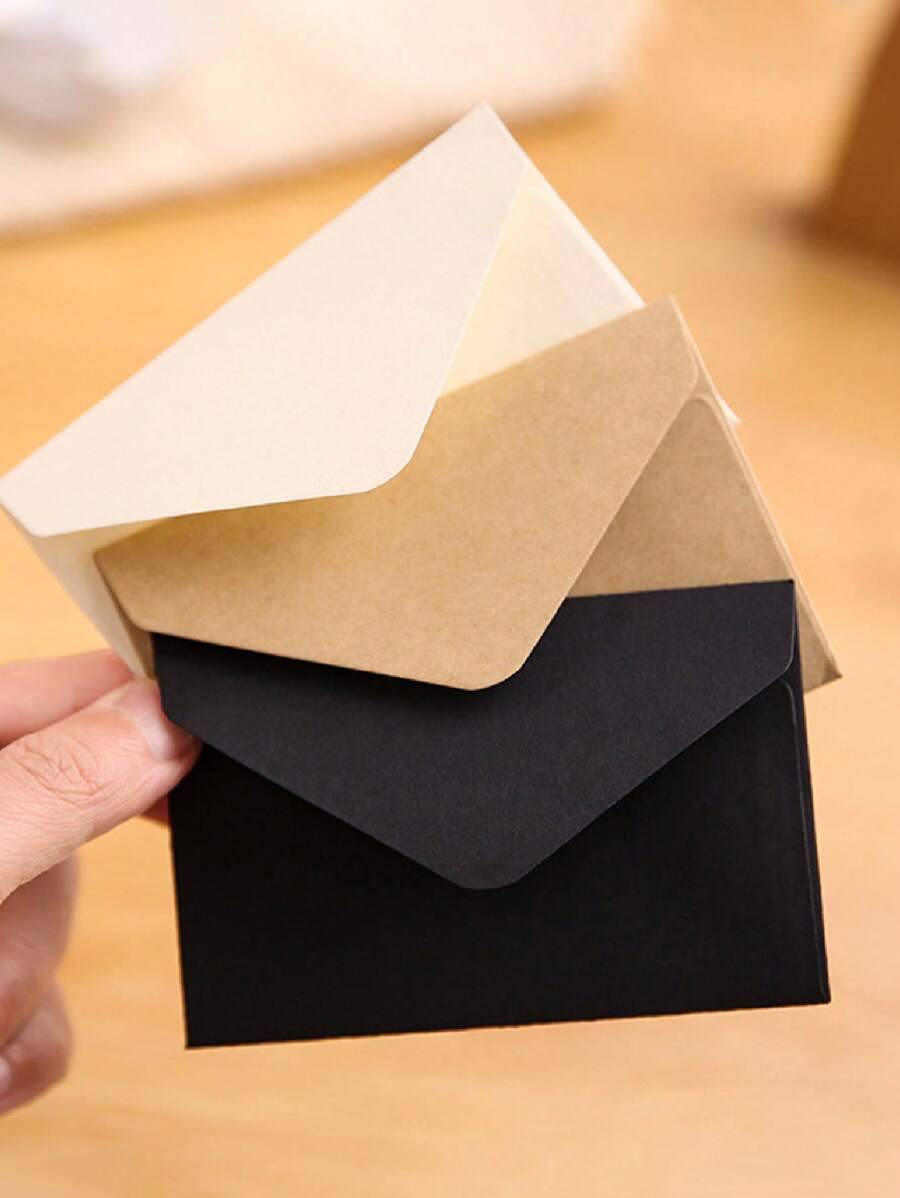 10pcs/Set Valentine'S Day Retro Style Mini Envelope, Love Letter Stationery, Handwritten Cards, Brown And White Handcrafted Envelope, Business Card Case, Gift Card Envelope. 4.13x2.76inch. - Multicolor - View 1