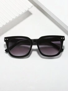 1入組中性款鑲鑽超大角形太陽眼鏡,秋冬風情 - 黑色 - 查看 3