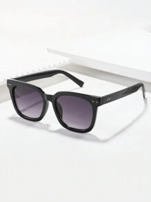 1入組中性款鑲鑽超大角形太陽眼鏡,秋冬風情 - 黑色 - 查看 1