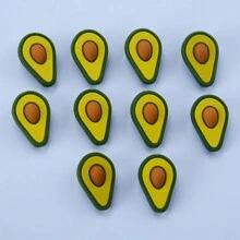 10pcs Fruit Silicone Focal Beads Avocado Sushi Mini Donut Multi-Size And Multi-Shape Perforated Silicone Rubber Decorative Beads, Used For Beading To Make Fruit Dessert Theme Jewelry, Holiday Gift Meaning Excellent Production Accessories - Fruit Decorative Beads - View 10