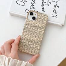 編織格紋圖案手機殼,適用於蘋果iphone - 綠色 - 查看 1