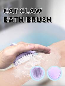 1個貓爪造型矽膠浴刷,方便手動沐浴擦身器 - 紫色 - 查看 1