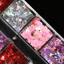 12格情人節多彩指甲藝術設計裝飾閃粉,多款可選 - 彩色 - 查看 4