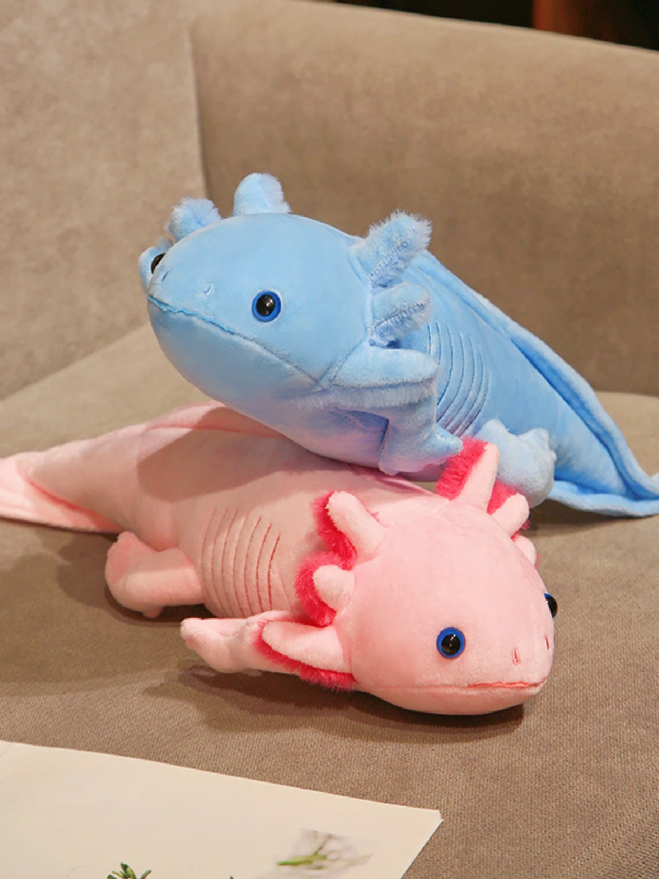Peluche Axolotl Géante 50 Cm Avec 3 Bébés - Douce, Kawaii, Jouet Cadeau Pour Enfant