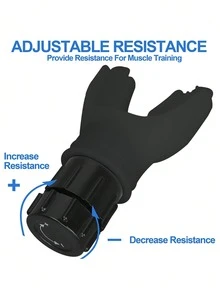 1入黑色矽膠可調節肺部運動訓練器,健身阻力訓練器材 - 黑色 - 查看 7