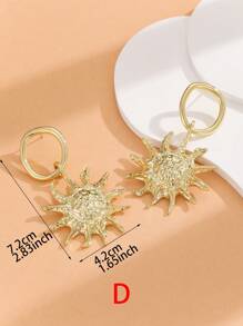 1 对多种款式可选个性化心形、水滴形、花朵形、太阳形、竹结形耳环适合女性日常佩戴 - 彩色 - 查看 6