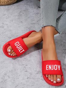 2025 New Black Summer Soft Comfortable Women Slippers, Outdoor Wear, Non-Slip Plus Size 36-43 - Red - View 3