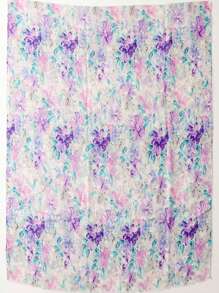 1條簡約印花圍巾,新款春夏長款女士時尚絲巾,防曬披肩和海灘巾多功能包裝 - 紫色 - 查看 3