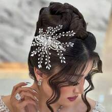 Bride Crystal Hair Comb, Banquet Wedding Performance Hair Accessory, Hair Comb For Updo - Silver - View 1