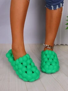 Zapatillas Bubble Slides Con Suela Gruesa Tipo Nube - Verde - Ver 2