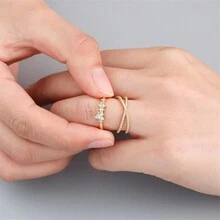 8PCS 18K Gold Plated Stacking Ring Set For Women Men X Ring Diamond Open Twist Teen Dainty Thumb Stackable Rings Gold Statement Rings Plain Band Size 6-10 - Gold - View 3