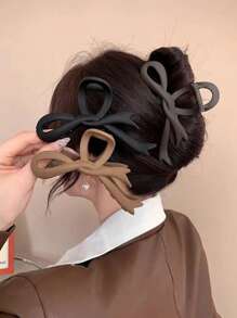 1pc Matte Bowknot Shaped Hair Claw Clip For Women's Up-Do Hairstyles, With High-End Hair Claw Design - Multicolor - View 8