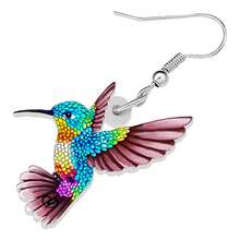 亚克力吊坠春夏蜂鸟耳环饰品小鸟珠宝礼物配饰适合女孩和孩子