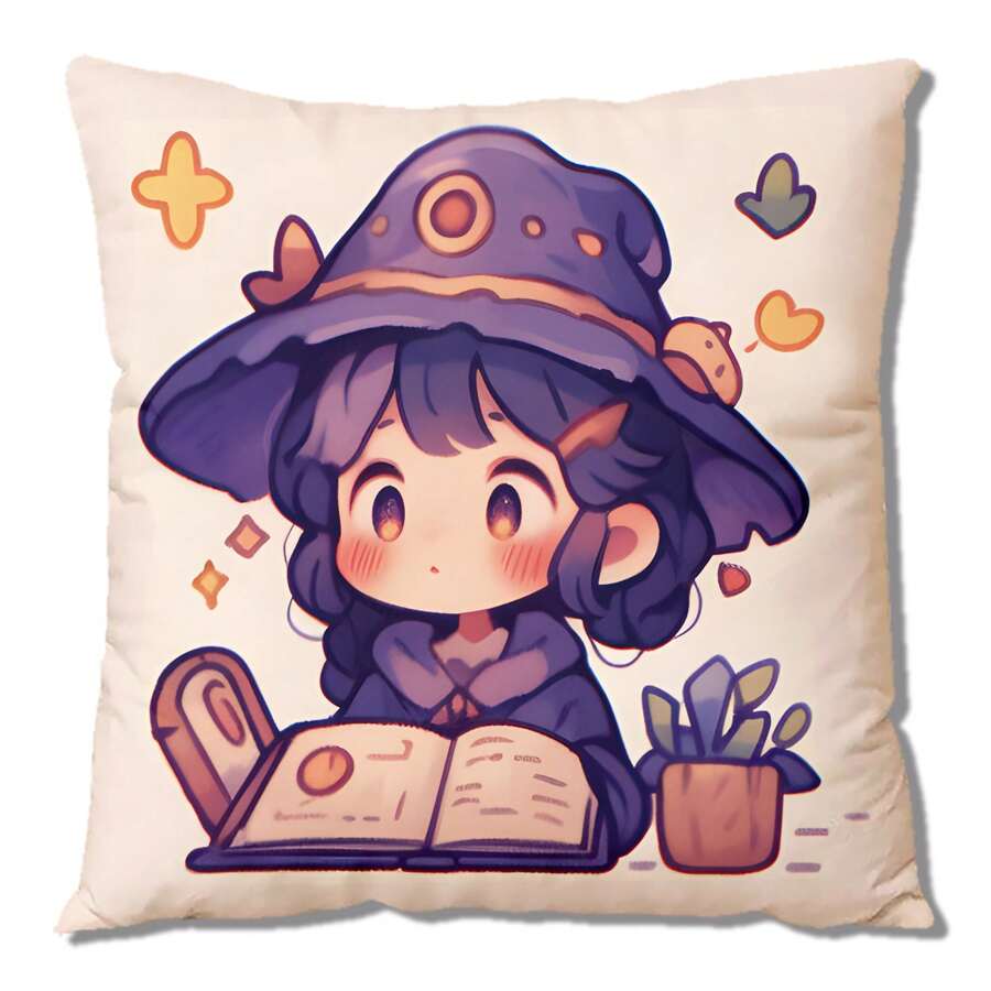 1pc Cartoon  Pattern 45*45cm/17.7*17.7inch Polyester Digital Printing Cushion Cover For Home Decoration, Living Room, Bedroom, Sofa, Hidden Zipper, Pillowcase Without Core - Multicolor - View 1