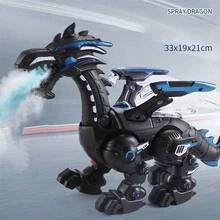 Electric Dinosaur Toy, Mechanical Simulated Animal That Can Walk, Spray Fire, Light Up & Make Sound, Intelligent Robotic Toy For Boys - Black - View 5