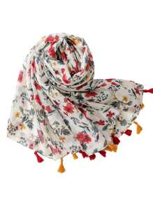 1條女式時尚印花圍巾/海灘披肩/pareo頭巾,適合日常使用 - 彩色 - 查看 2
